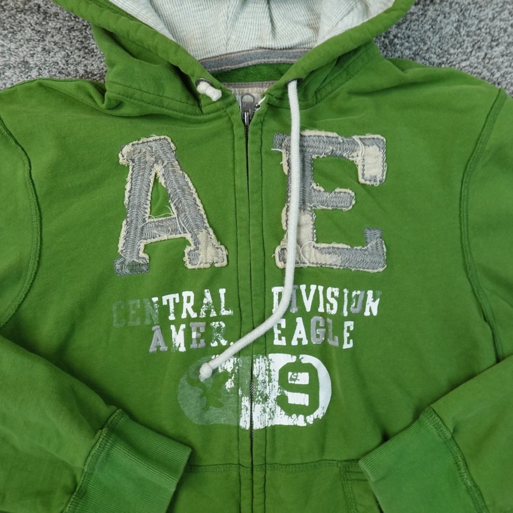 VTG American Eagle Hoodie Mens XL Green Full Zip Thermal Hood Sweatshirt Y2K 00s - Picture 3 of 10